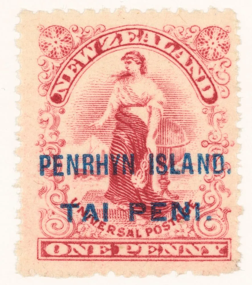 Issued one penny 'Penny Universal' stamp overprinted with 'PENRHYN ISLAND. / TAI PENI.'
