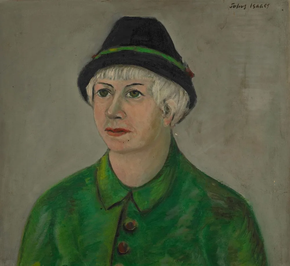 Betty Isaacs, the artist's wife, in green