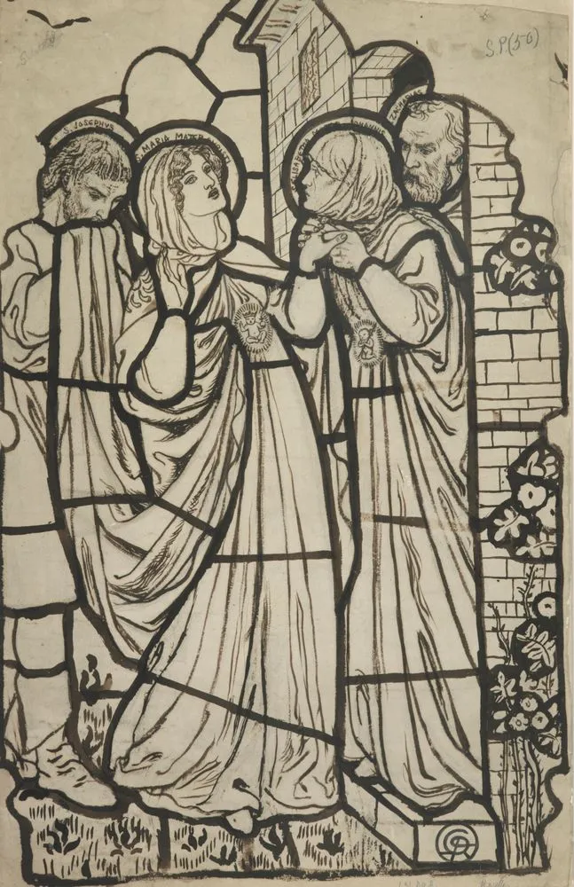 The Visitation. Design for stained glass (cartoon)
