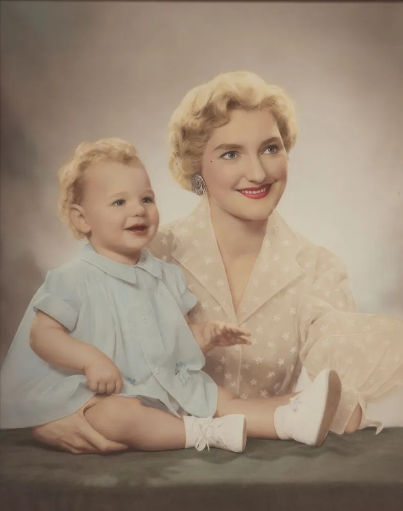 Woman and baby; 'Mrs E Jacobsen'