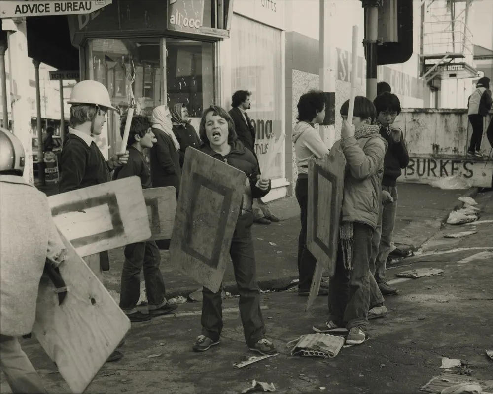 After the march, Riddiford St, Newtown, Wellington, 20 August