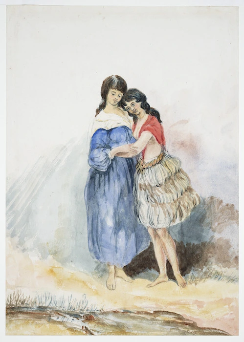 Oliver, Richard Aldworth, 1811-1889 :[Two young Maori women. ca 1850]