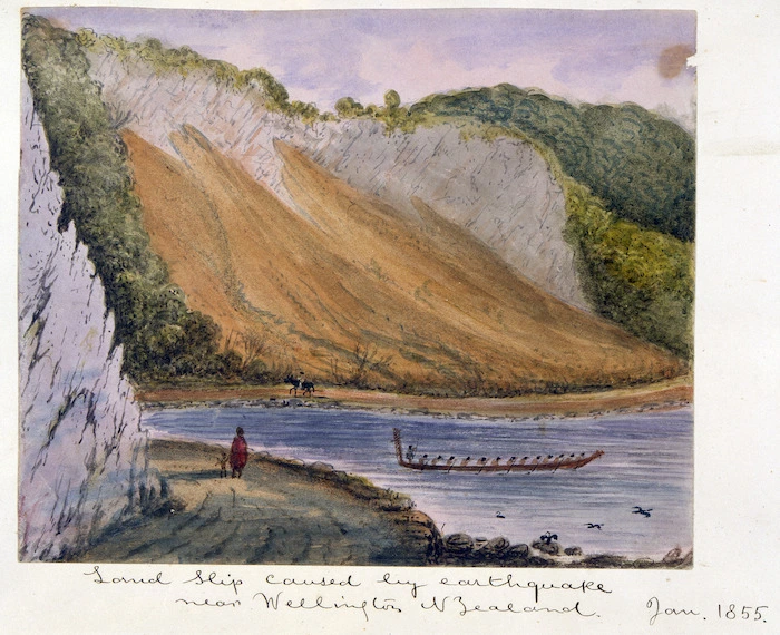 [Gold, Charles Emilius] 1809-1871 :Landslip caused by earthquake near Wellington N. Zealand Jan 1855