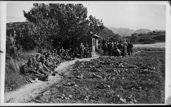 Mess parade of RMT units below Galatos, Crete