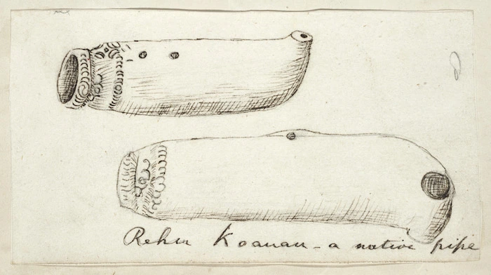 [Taylor, Richard], 1805-1873 :Rehu koauau - a native pipe. [1840s?]
