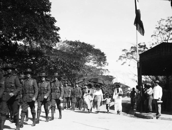 New Zealand troops in Western Samoa, August, 1914
