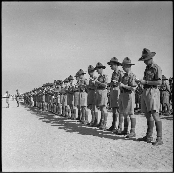 Line of officers at Anzac Day parade at Maadi - Photograph taken by M D Elias