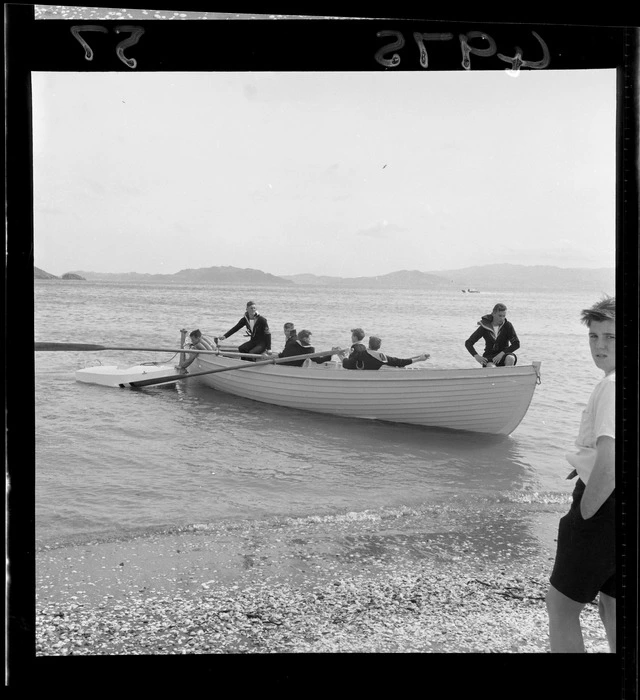 Seascouts in row boat, Petone, Wellington