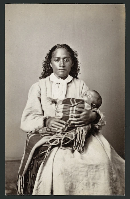 American Photo Company, fl 1870s-1890s :Portrait of unidentified Maori woman and child
