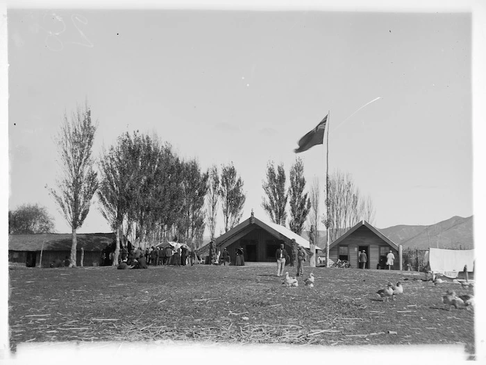 Maori parliament at Pakirikiri near Gisborne, with runanga house Poho o Rukupo