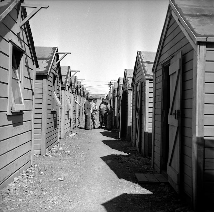 Guards' huts at the Japanese prisoner of war camp near Featherston