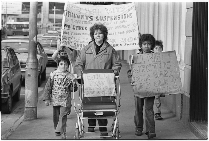 Mrs Carol Sefisi and family protesting - Photograph taken by Ron Fox