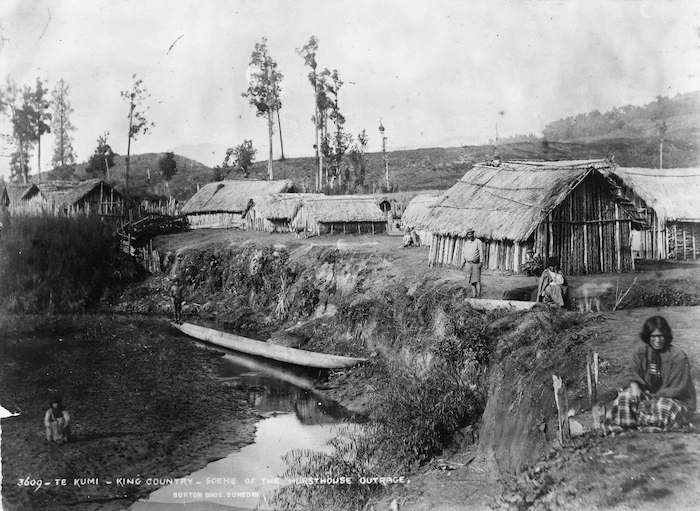 Burton, Alfred Henry, 1834?-1914: Maori village at Te Kumi