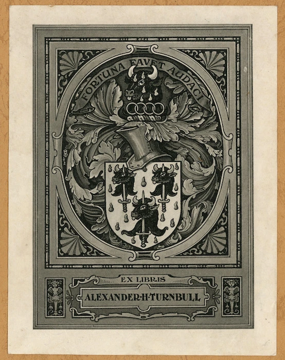 [Johnson, Graham], fl 1896-1909 :Ex libris Alexander H Turnbull. Fortuna favet audaci [Heraldic bookplate] GJ. 1912