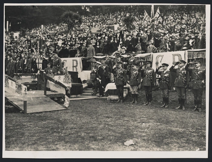 Military review, Newtown Park, Wellington, during the visit of the Prince of Wales - Photograph taken by Guy