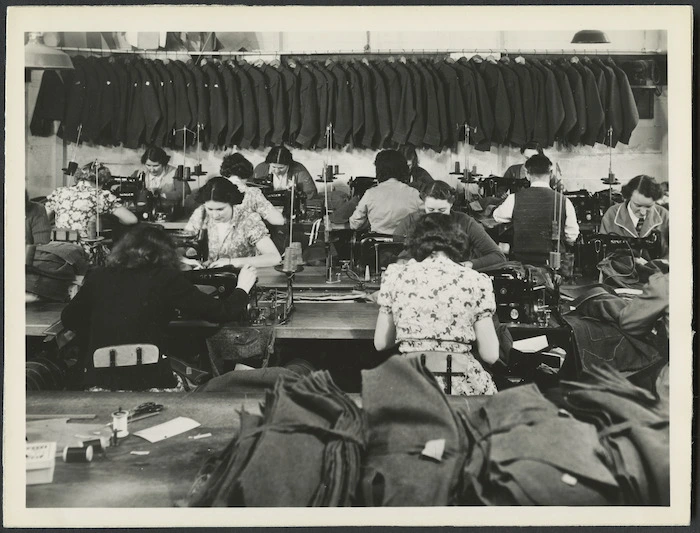 Women making army uniforms, Cathie and Sons Ltd, Wellington - Photograph taken by Government Film Studios