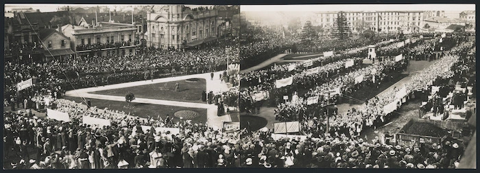 Children's demonstration, Parliament Grounds, Wellington, during the visit of The Prince of Wales - Photographs taken by Guy