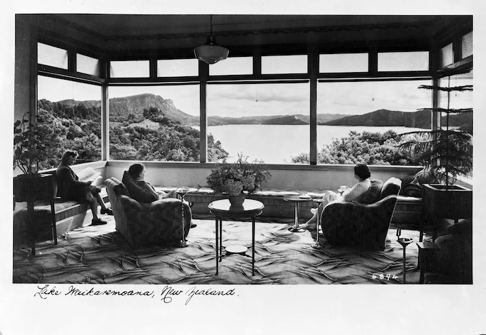 Interior of a hotel at Lake Waikaremoana