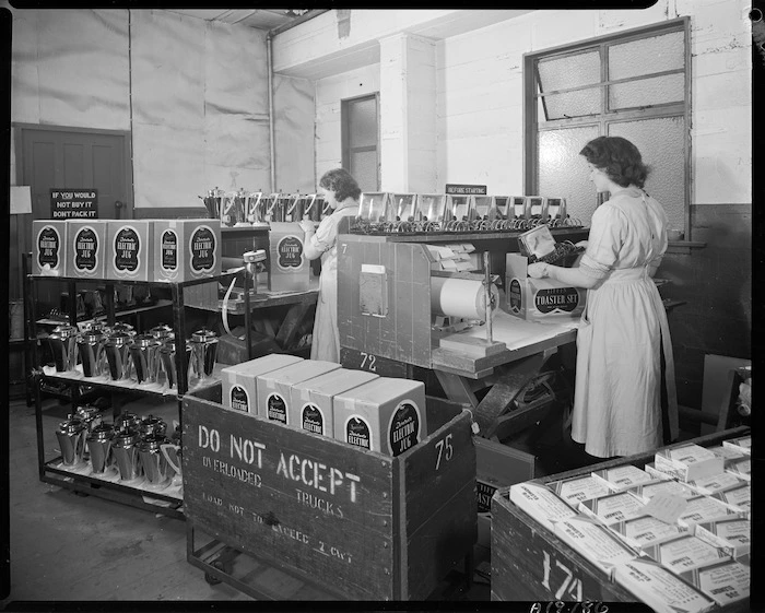 Women packing electrical goods at H C Urlwin Ltd, Christchurch - Photograph taken by K V Bigwood