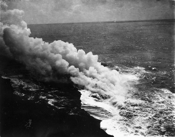 Samoa. Lava flowing into the sea, Savai'i