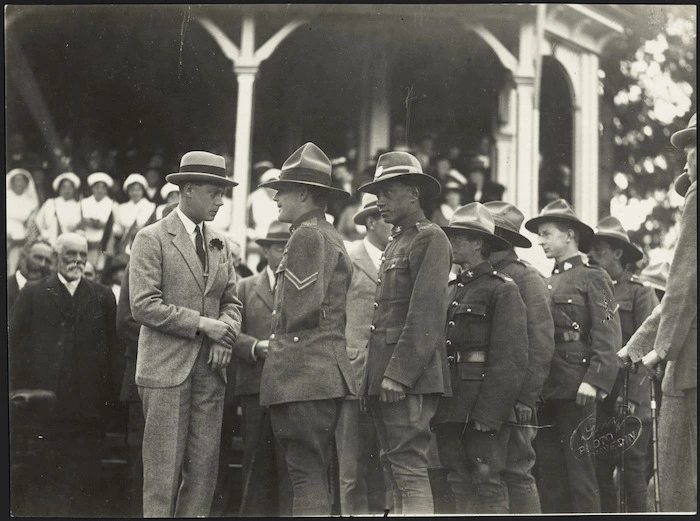 Edward Prince of Wales meeting returned soldiers, Ashburton, New Zealand