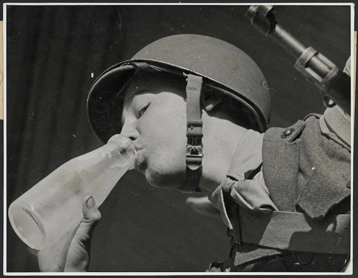 United States Marine drinking milk, New Zealand