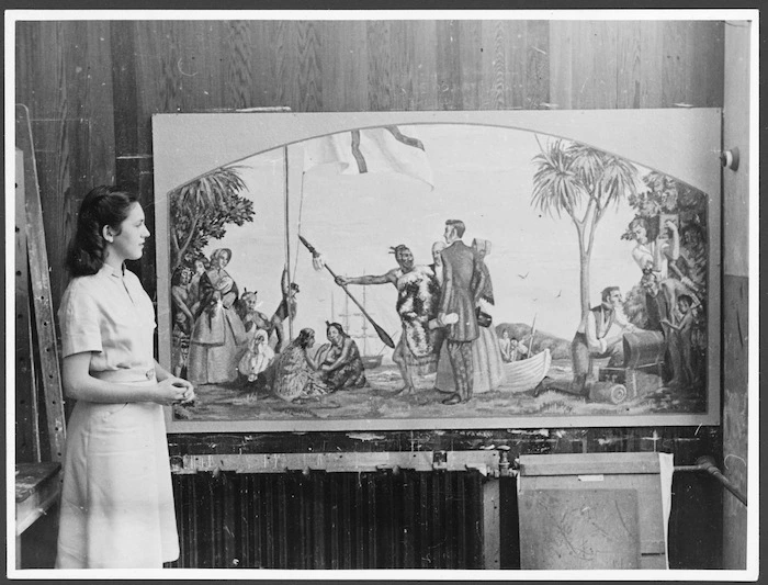 Beverley Shore and her mural painting