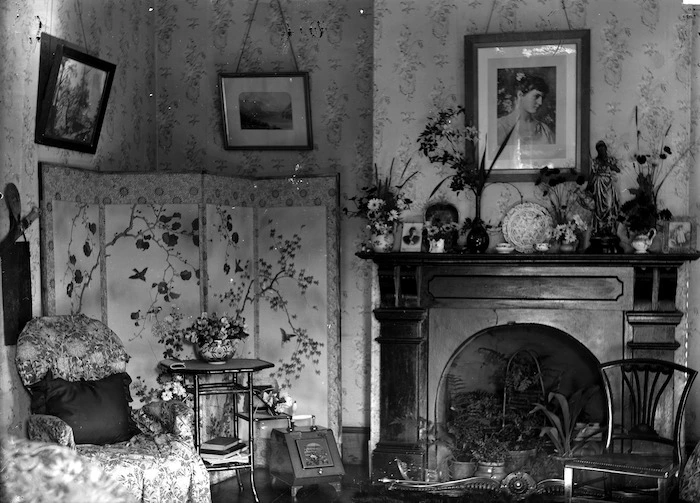 Drawing room interior at the Macandrew house in Dunedin