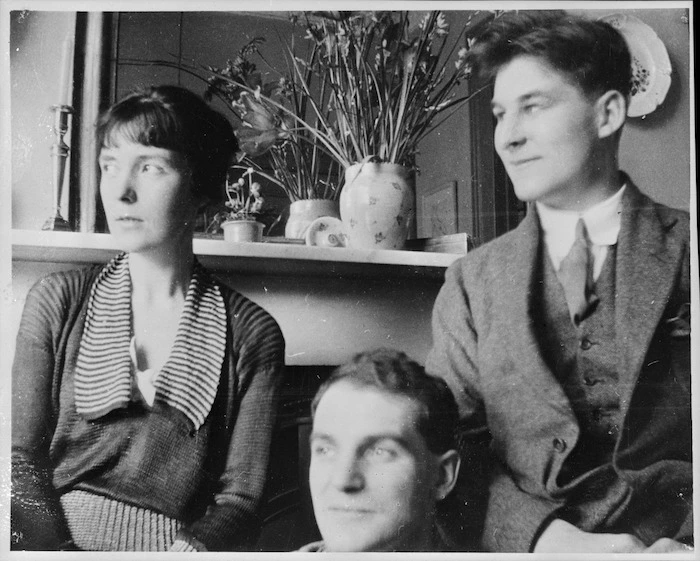 Katherine Mansfield with John Middleton Murry and Richard Murry
