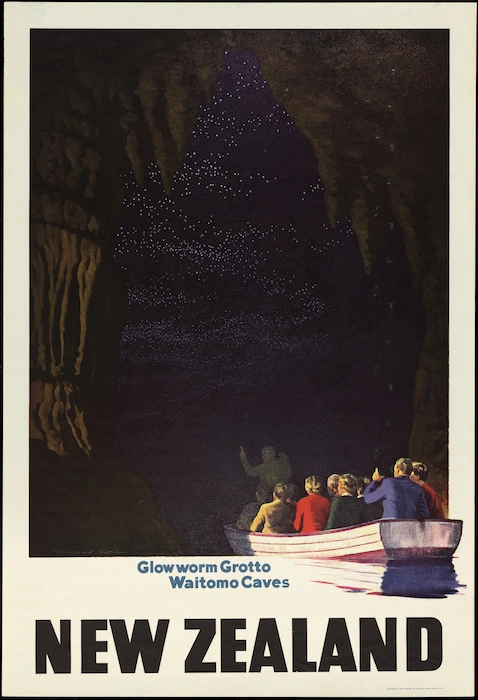 King, Marcus, 1891-1983 :Glowworm grotto, Waitomo Caves, New Zealand. Produced in New Zealand by Pictorial Publications Ltd, [ca 1959]