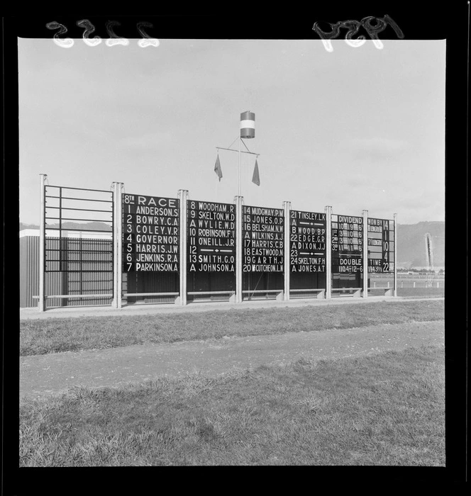 Jockey semaphore board, at Trentham Racecourse, Upper Hutt