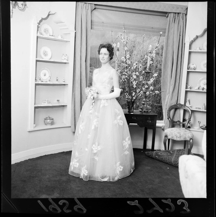 Debutante Miss Mary Whyte, at home