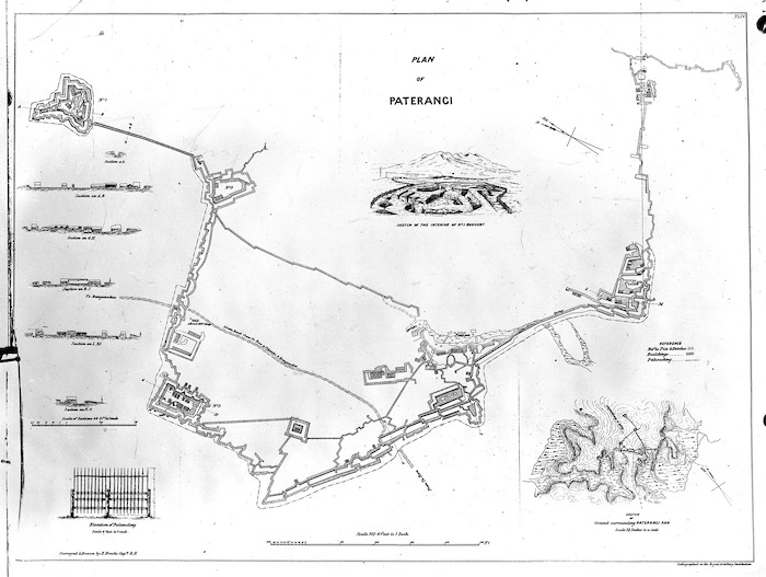 Brooke, E (Capt) (Surveyor and artist) :Lithographed plan of Paterangi Pa