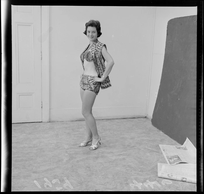 An unidentified woman modelling a bikini ensemble