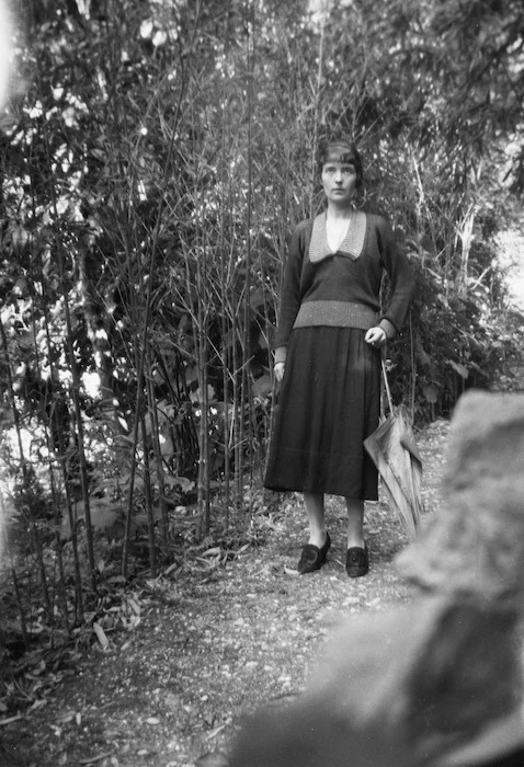 Katherine Mansfield in the gardens of the Villa Isola Bella, Menton, France