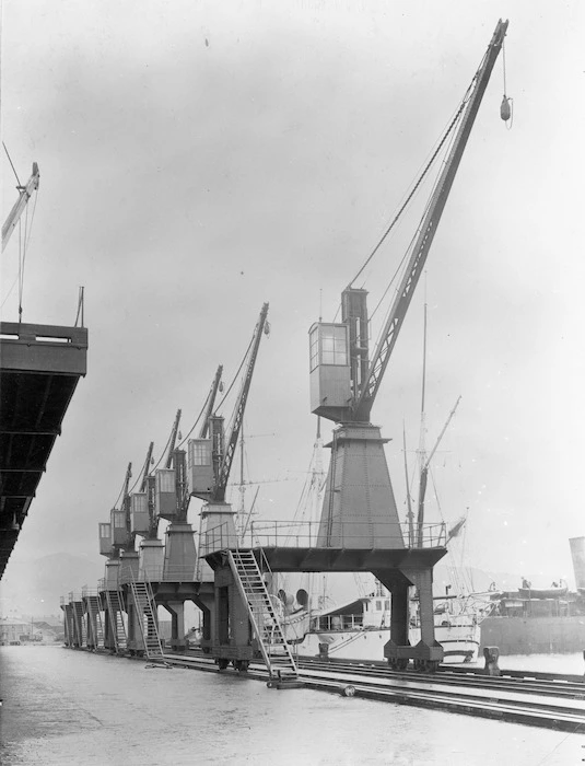 Cranes on a Wellington wharf