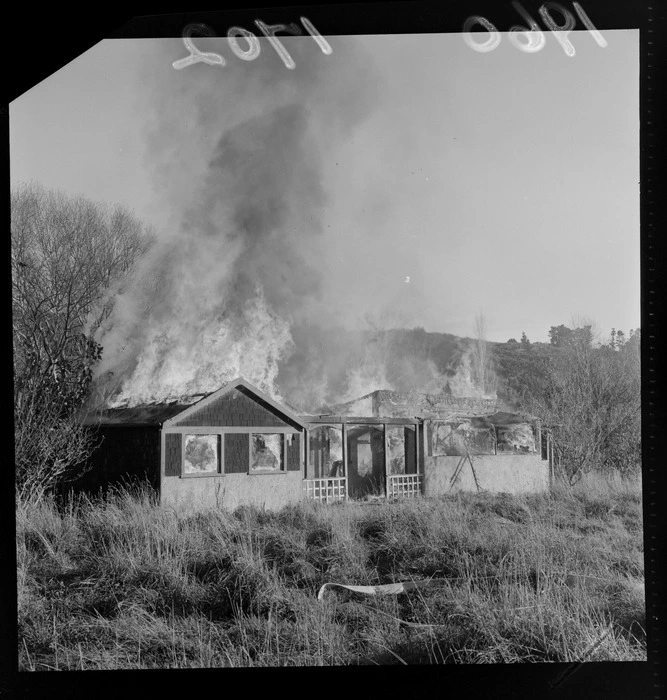 View of old home about to be burnt down by Hutt City Council, Stokes Valley, Wellington Region
