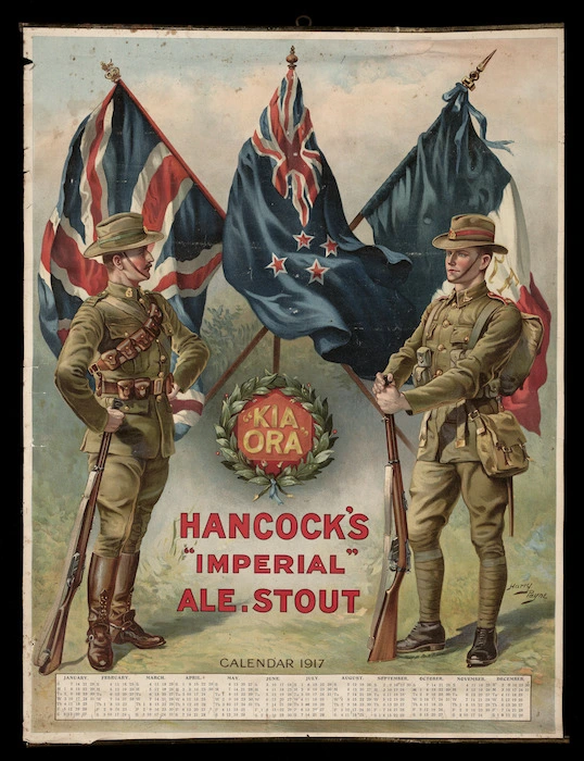 Payne, Henry Joseph, 1858-1927 :"Kia ora". Hancock's "Imperial" ale, stout. Calendar 1917.