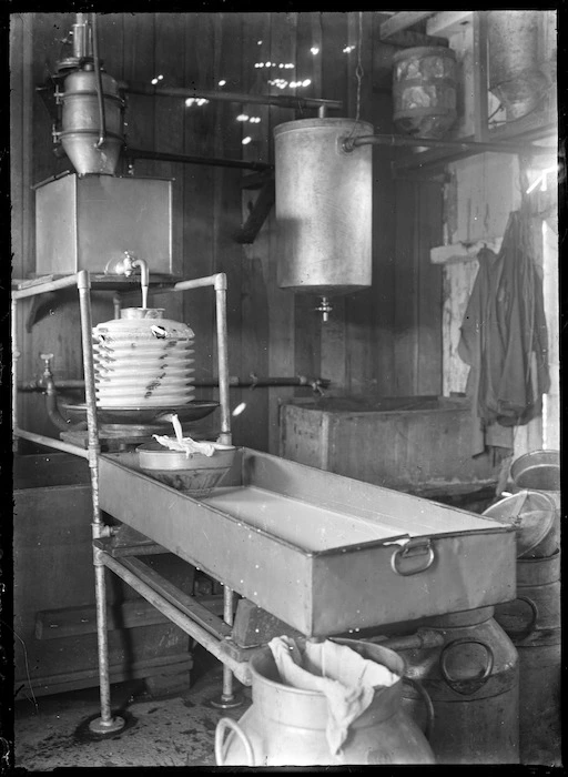 Milk cooler on Aplin's farm, Silverstream, circa 1921.