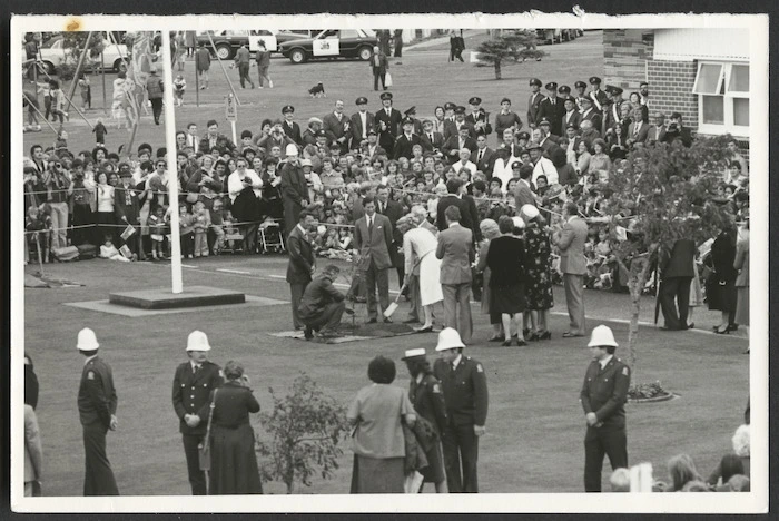 Princess Diana at tree-planting ceremony, Queen Street, Wainuiomata