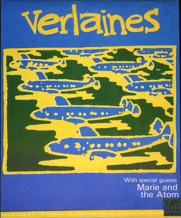[Flying Nun Records] :Verlaines. New 6 [six] track E. P. "10 [ten] o'clock in the afternoon" out now on Flying Nun Records. 1984. [Blue version]