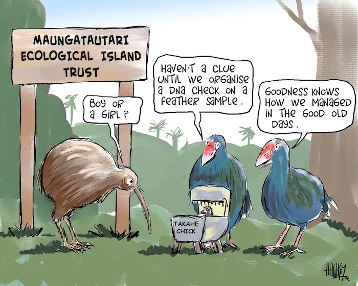 "Boy of girl?" "Haven't a clue until we organise a DNA check on a feather sample." "Goodness knows how we managed in the good old days." 13 January 2010