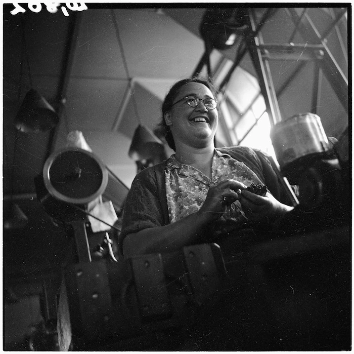 Woman working in a munitions factory in Hamilton during World War 2