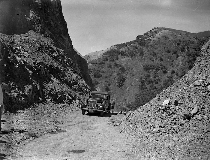Car on the Ngauranga Gorge road