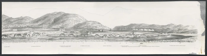 Nattrass, Luke 1803?-1875 :City of Wellington, New Zealand. 1841. [W. Richardson lithographer from a sketch by L. Nattrass. 2nd edition]. Wellington, McKee & Gamble [ca 1890. Section three, right-hand side]