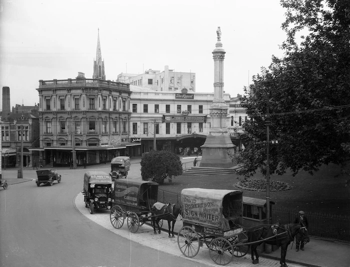 View of the Lower Octagon and Stuart Street, Dunedin