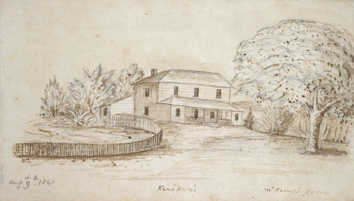 Taylor, Richard 1805-1873 :Kerikeri Mr Kemp's house, August 9th 1841.
