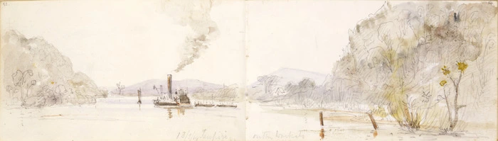Williams, Edward Arthur, 1824-1898 :Taupiri on the Waikato. 13/3/64
