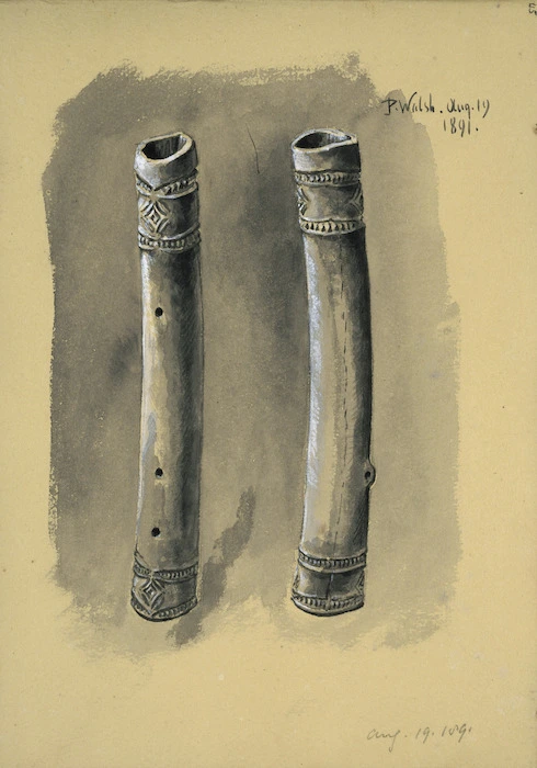 Walsh, Philip 1843-1914 :Koauau, native flute. Aug. 19, 1891.