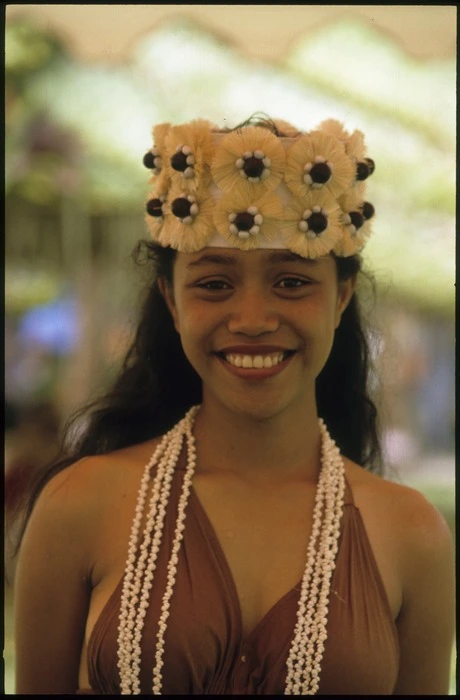 Schoolgirl from the Cook Islands at the 6th Festival of Pacific Arts, Rarotonga, Cook Islands